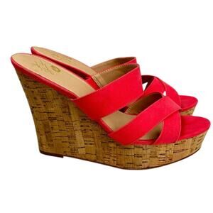 Colin Stuart Stylish Hot Pink Wedge Sandals Size 9